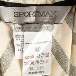 Sportmax Cream/Black Striped Cotton Blend Ruffled Maxi Skirt M