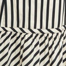 Sportmax Cream/Black Striped Cotton Blend Ruffled Maxi Skirt M