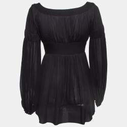 Pre Owned Sportmax Black Silk Balloon Sleeve Mini Dress S