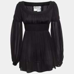 Pre Owned Sportmax Black Silk Balloon Sleeve Mini Dress S