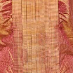 Pre Owned Sportmax Pink Check Taffeta Silk Pleated Strapless Mini Dress M
