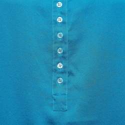 Pre Owned Sportmax Blue Satin Silk Tie-Up Sleeve Buttoned Top S