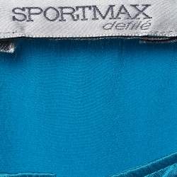 Pre Owned Sportmax Blue Satin Silk Tie-Up Sleeve Buttoned Top S