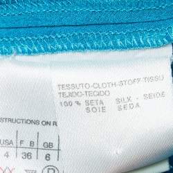 Pre Owned Sportmax Blue Satin Silk Tie-Up Sleeve Buttoned Top S