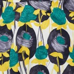 Pre Owned Sportmax Yellow Floral Print Faille Asymmetric Midi Dress S