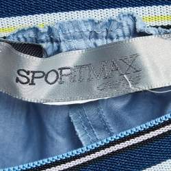 Pre Owned Sportmax Blue Side Stripe Poplin Long Sleeve Top L