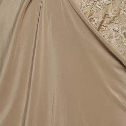 Pre Owned Sportmax Beige Lace Trim Silk Draped Pencil Skirt S