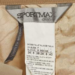 Pre Owned Sportmax Beige Lace Trim Silk Draped Pencil Skirt S