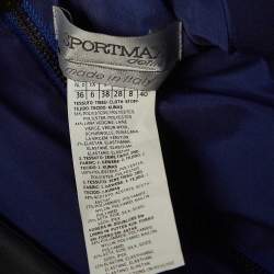 Sportmax Blue Gabardine and Satin Draped Style Sheath Dress S