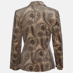 Sportmax Beige Paisley Print Velvet Zip Up Jacket M