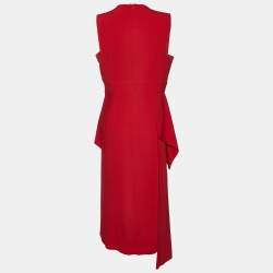 Pre Owned Sportmax Red Crepe Layered Midi Dress L