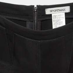 Pre Owned Sportmax Black Georgette And Leather Short Skirt M