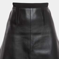 Pre Owned Sportmax Black Georgette And Leather Short Skirt M