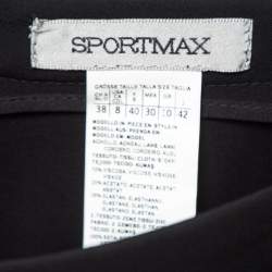 Pre Owned Sportmax Black Georgette And Leather Short Skirt M