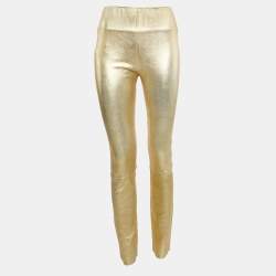 SPRWMN Gold Printed Leather Leggings M