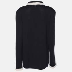 Pre Owned سويتر سانت جون تريكو مضلع صوف كريمي أزرق بحري كبير جداً