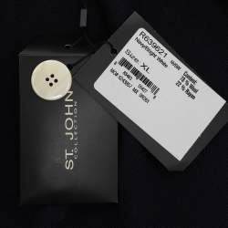 Pre Owned سويتر سانت جون تريكو مضلع صوف كريمي أزرق بحري كبير جداً