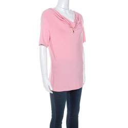 St. John Pink Jersey Cowl Neck Top M