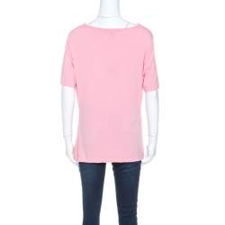 St. John Pink Jersey Cowl Neck Top M