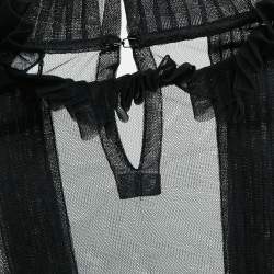 Starch Black Tulle Pleat Detail Ruffled Top S
