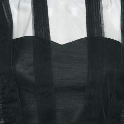 Starch Black Tulle Pleat Detail Ruffled Top S
