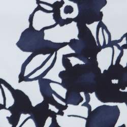 Pre Owned تنورة سانت جون مستقيمة مطبوع مورد قطن مرن أبيض و أزرق كحلي L