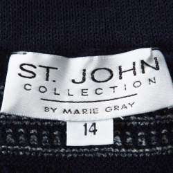 St. John Collection by Marie Gray Navy Blue Striped Knit Skirt XL 