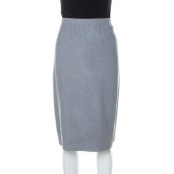 St. John Grey Knitted Elasticized Waistband Skirt XL