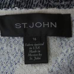 St. John Blue and White Chevron Pattern Tweed Dress and Jacket Set XL