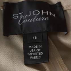 St. John Couture Beige Satin Straight Fit Trousers XL
