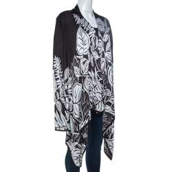 St. John Monochrome Jacquard Knit Draped Cardigan XL