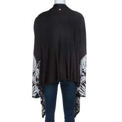 St. John Monochrome Jacquard Knit Draped Cardigan XL