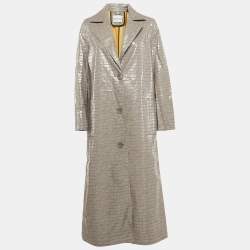 Stand Studio Grey Crocodile Skin Pattern Faux Leather Haylo Coat S