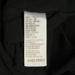 Standard James Perse Black Jersey Ruche Detail Midi Dress S