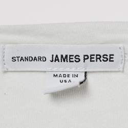 Pre Owned Standard James Perse White Jersey Ruche Midi Dress S