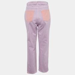 Pre Owned Staud Purple Lilac Denim Straight Leg Jeans L Waist 31"