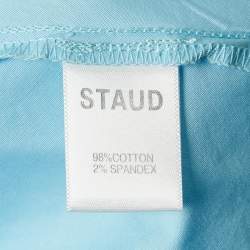 Pre Owned Staud Blue Cotton Tie -Up Detail Dew Amaretti Maxi Dress XS