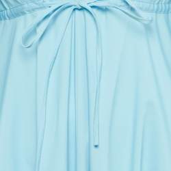 Pre Owned Staud Blue Cotton Tie -Up Detail Dew Amaretti Maxi Dress XS