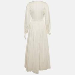 Pre Owned Staud White Cotton Flared Maxi Dress M