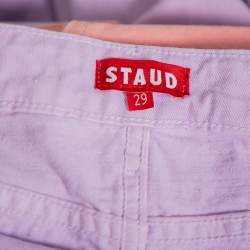 Pre Owned STAUD Lilac Denim Contrast Pocket Detail High Rise Jeans M
