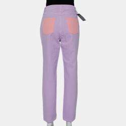 Pre Owned STAUD Lilac Denim Contrast Pocket Detail High Rise Jeans M
