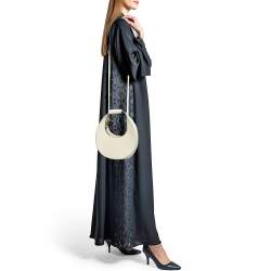 Staud Off-White Leather Mini Moon Bag