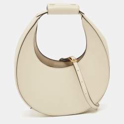 Staud Off-White Leather Mini Moon Bag