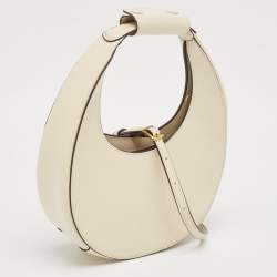 Staud Off-White Leather Mini Moon Bag