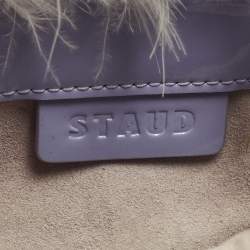 مملوكة مسبقًا Staud Nic Lilac/White Feather and Patent Leather Tote