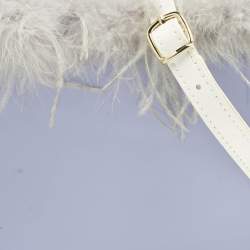 مملوكة مسبقًا Staud Nic Lilac/White Feather and Patent Leather Tote