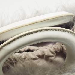 مملوكة مسبقًا Staud Nic Lilac/White Feather and Patent Leather Tote