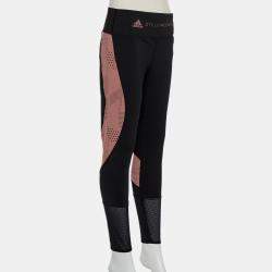 Stella McCartney x Adidas Black/Pink Perforated Knit Leggings L