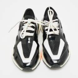 Pre Owned Stella McCartney Adidas Ultra Boost 22 Size 36.5 Black/White Fabric and Faux Patent Leather Lace Up Sneakers
