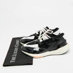 Pre Owned Stella McCartney Adidas Ultra Boost 22 Size 36.5 Black/White Fabric and Faux Patent Leather Lace Up Sneakers